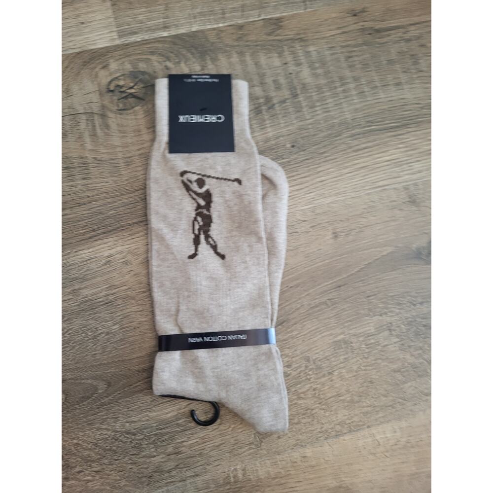 Cremieux Lot of 2 Italian Yarn Orange Brown Novelty Golf Dress Socks NEW - Picture 2 of 6
